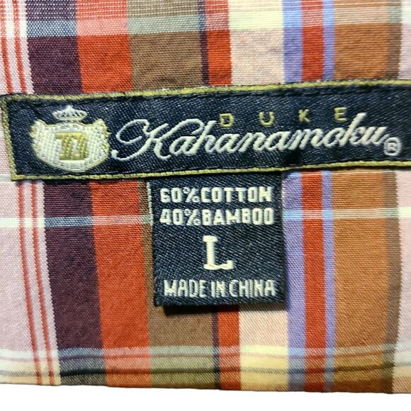 Duke Kahanamoku Men's Black Shirt Size L Snap Blk Buttons Bamboo Blend Surfer - Picture 3 of 7